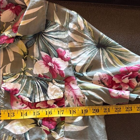 Anna and Frank Tropical Floral Button Down Silk Shirt Size Medium - Picture 6 of 9